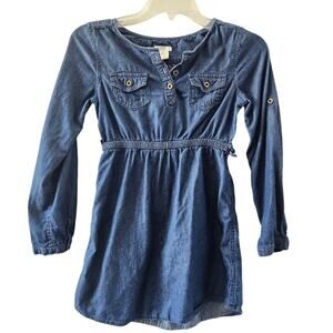 Joe Fresh Girls Denim Jean Tunic Large 10-12 Kids Top Shirt 100% cotton
